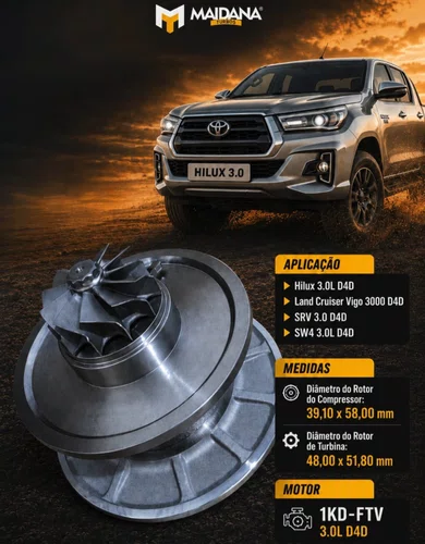 CONJUNTO CENTRAL ROTATIVO TURBINA Hilux 3.0 CT20 – 550 SL
